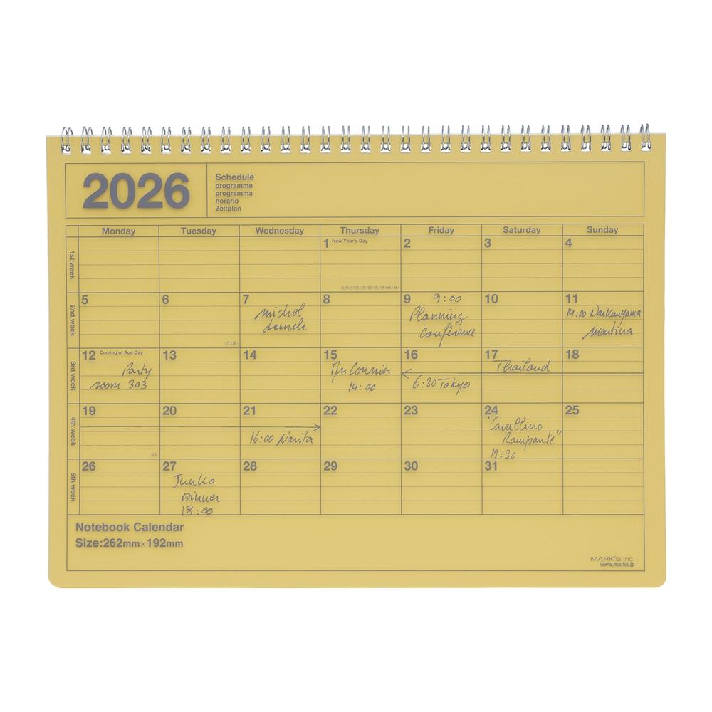 【代購】【日本Mark’s】2026 月曆型記事手帳M (B5變型) ‧ 黃色