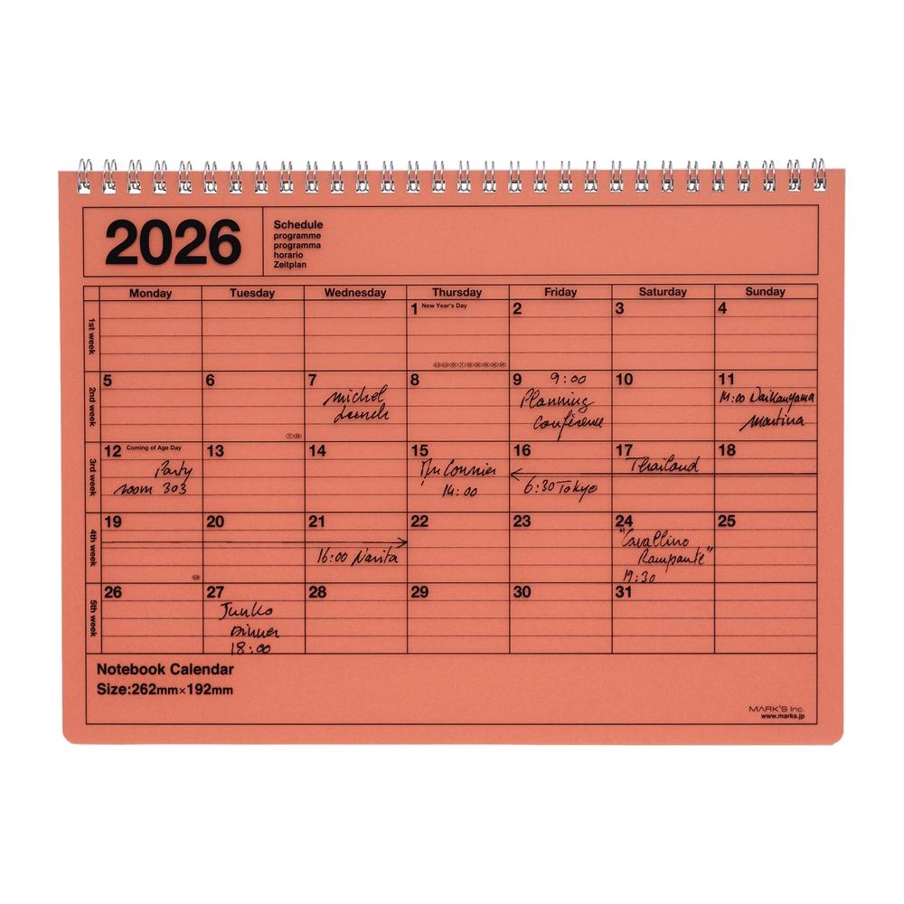 【代購】【日本Mark’s】2026 月曆型記事手帳M (B5變型) ‧ 橘色