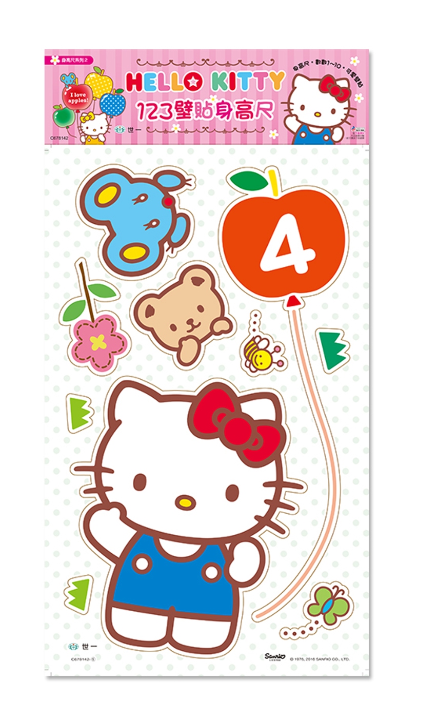 壁貼身高尺：Hello Kitty 123